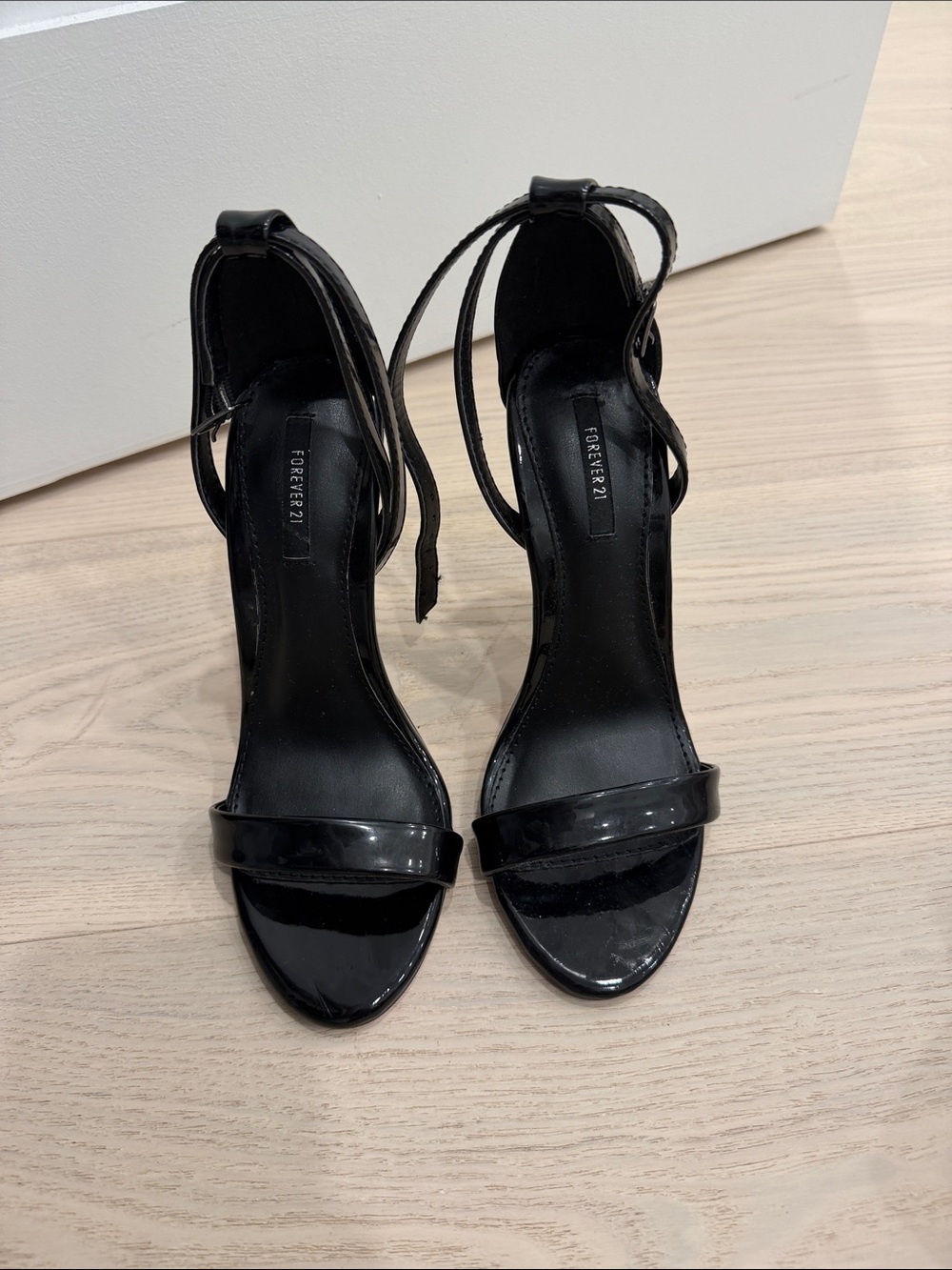 Forever 21 Black Patent Strappy High Heels
